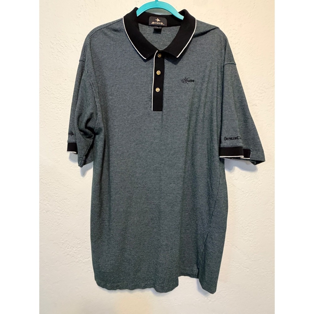 Antigua Mens XL Green Black Polo Shirt DaimlerChrysler Golf Short Sleeve XL